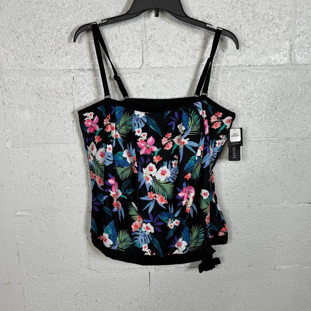 Island Escape Women's Coral Gables Bandeau Tankini Top Multi/black 16